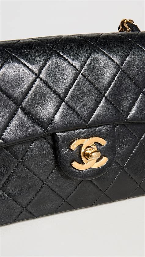 what goes around comes around chanel black lambskin half flap mini bag|chanel mini flap bag beige.